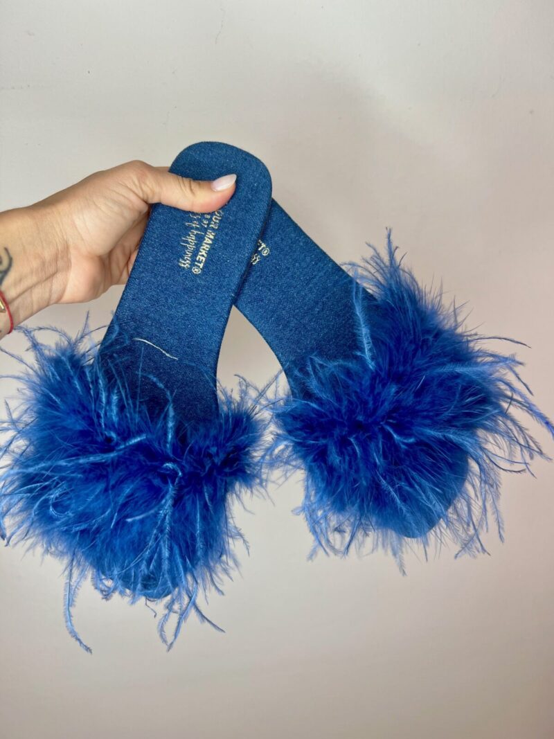 Ciabattina marabù blu