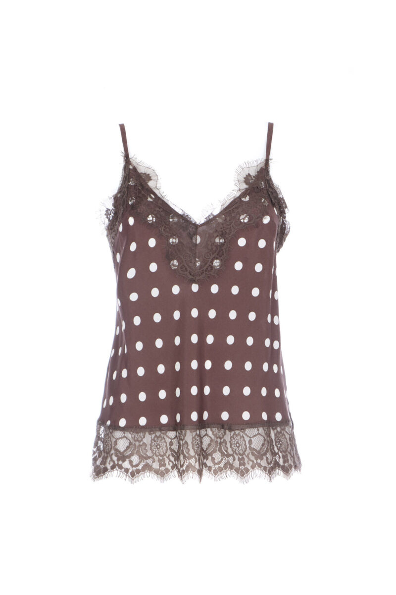 Top in viscosa a pois e pizzo namibia SOALLURE