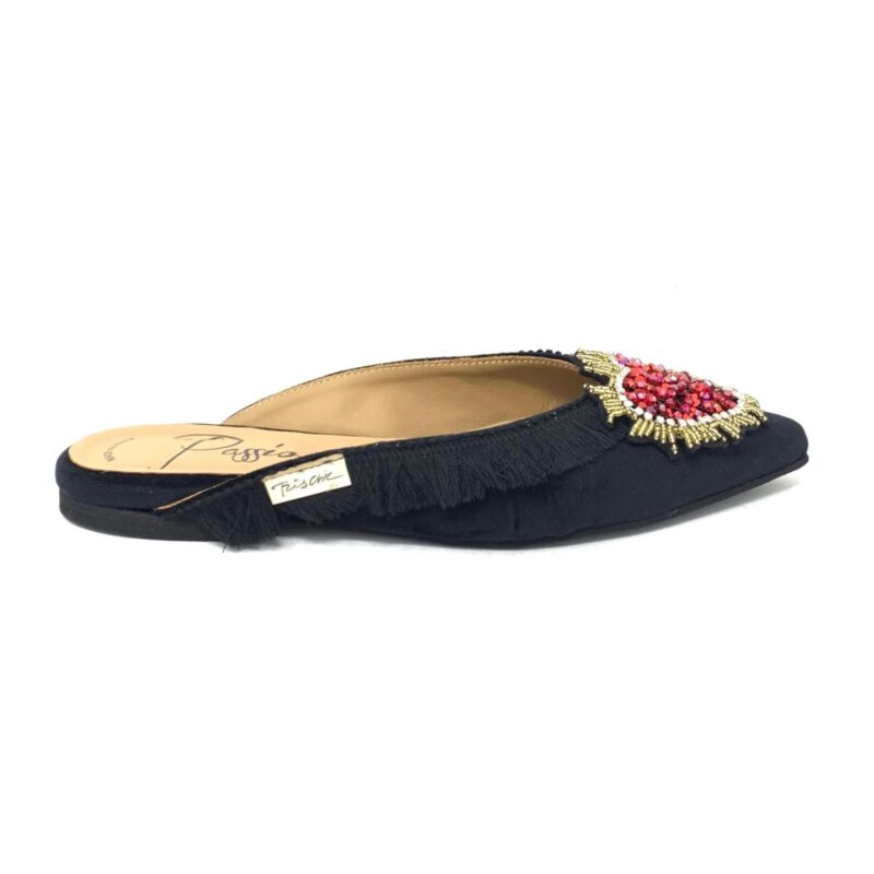 Sabot JIJI’ velluto nero cuore PASSION BLANCHE - immagine 3