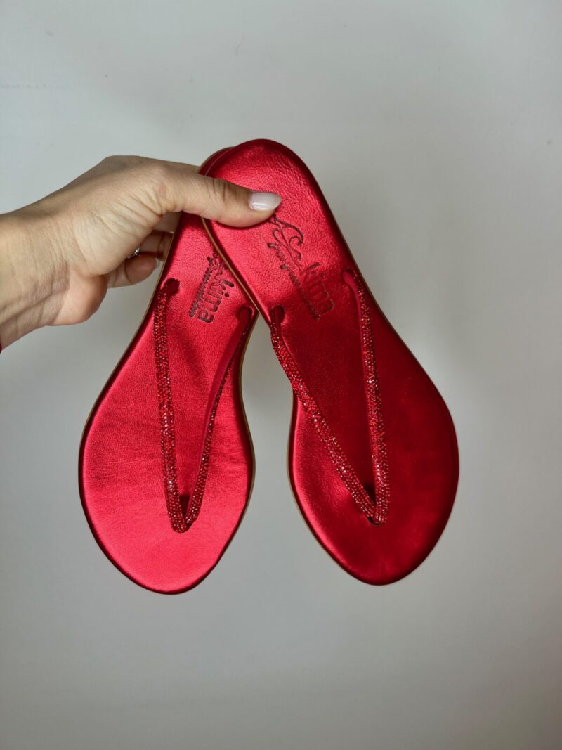 Ciabattina infradito strass rossa