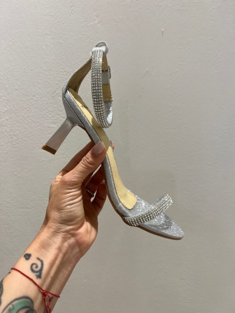 Sandalo tacco strass argento - immagine 2