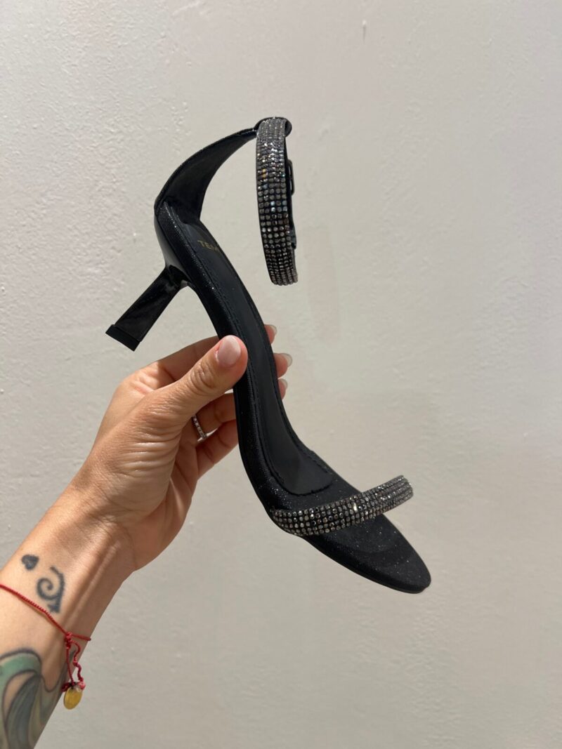 Sandalo tacco strass nero - immagine 2