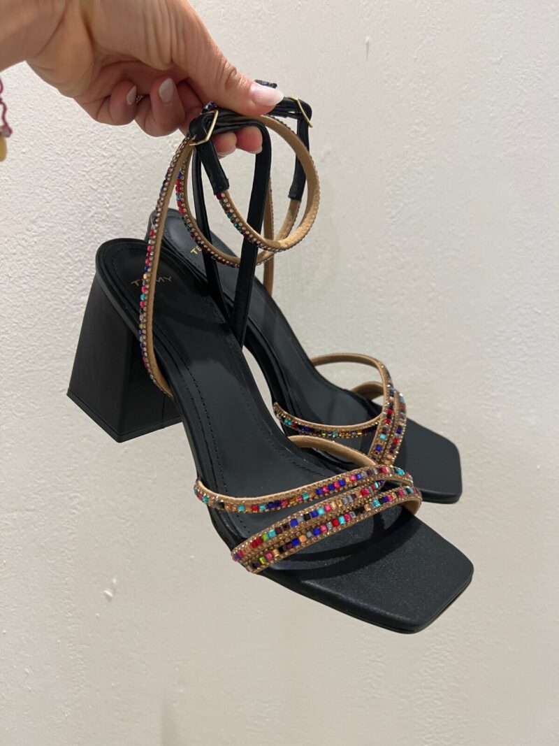 Sandalo tacco strass multicolor