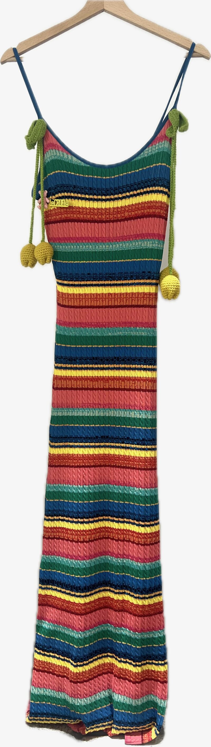 Abito lungo in cotone crochet multicolor