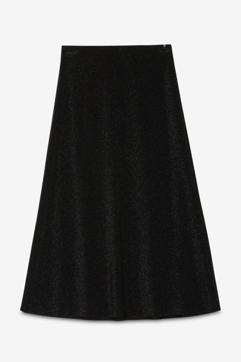 Gonna lunga in viscosa lurex nera OTTO D'AME