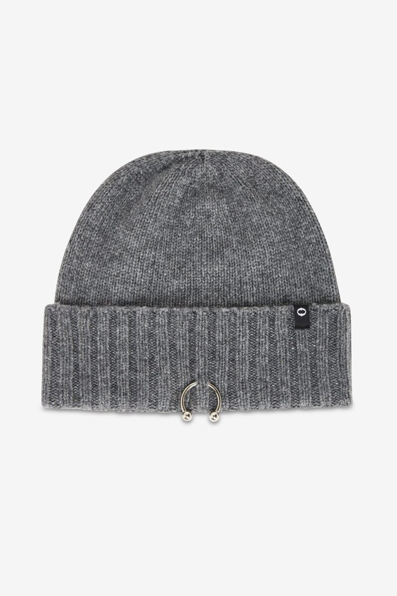 Cappello in misto lana grigio applicazione piercing OTTO D'AME