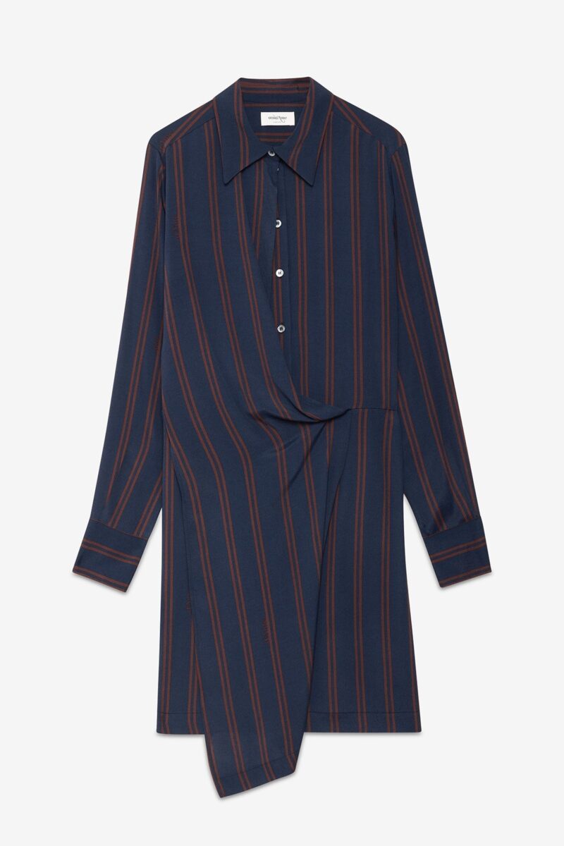 Abito corto in viscosa riga blu bordeaux OTTO D'AME