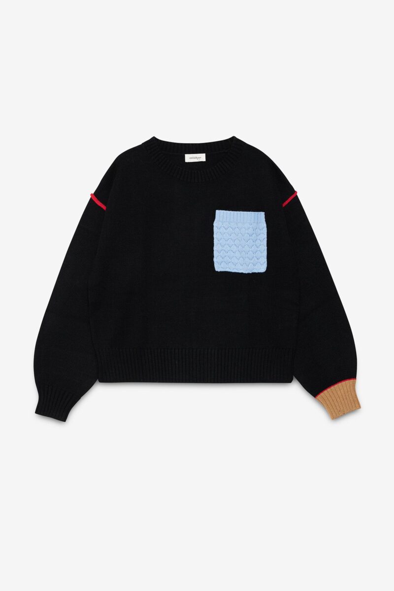 Maglione nero con dettagli a contrasto OTTO D'AME