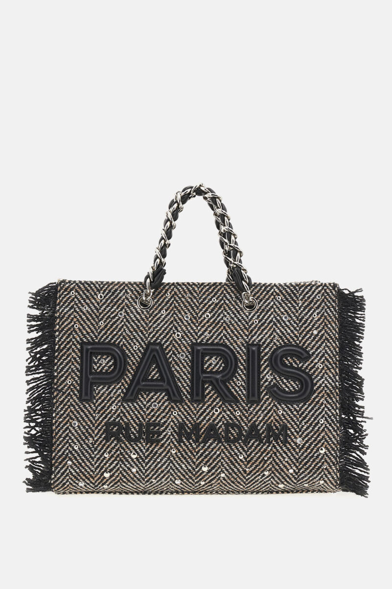 Tote Bag "HARRIS TOTE" tweed black RUE MADAM
