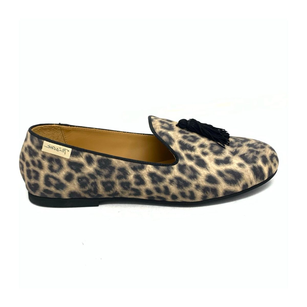 Mocassino con nappina "AUDREY" scamosciata maculata PASSION BLANCHE